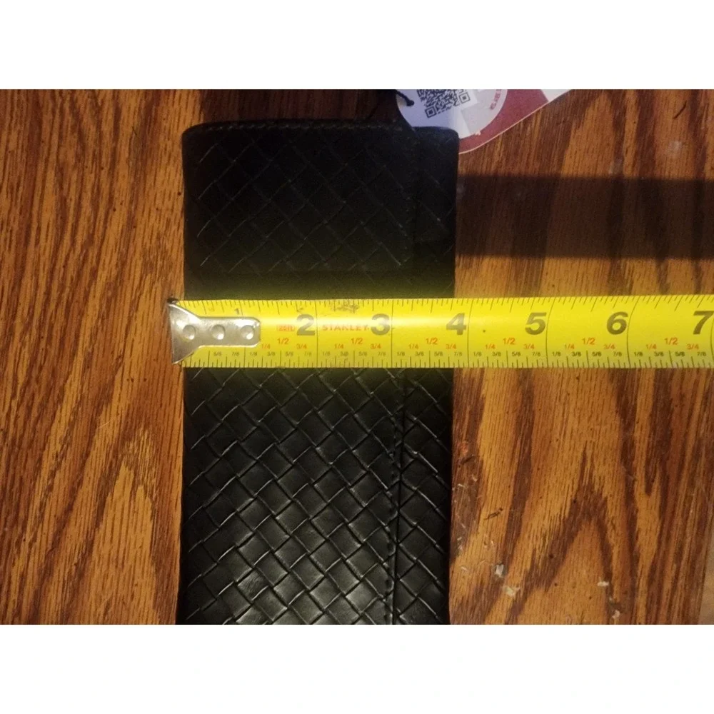 Vintage Mundi Black Woven Vegan Leather Flap Wallet Trifold NWT